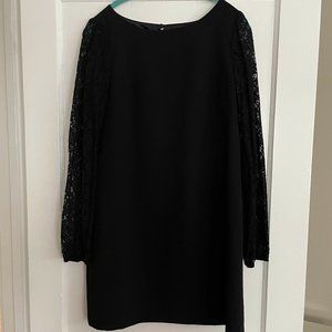 Black, lace-sleeve swing dress